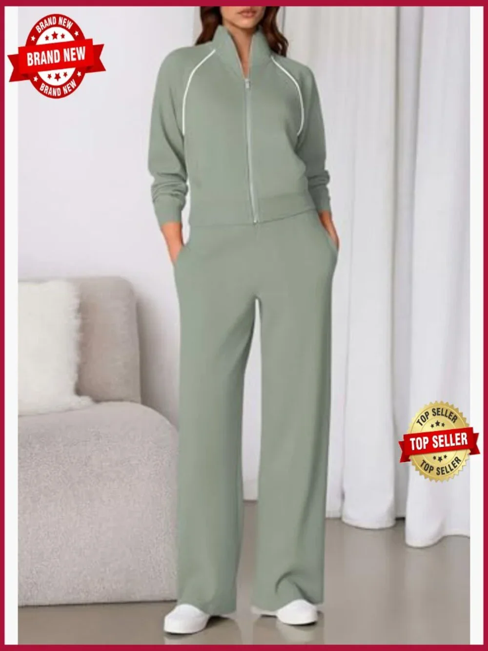 2 Piece Sweatsuit Matching Lounge Set Full Zip Hoodie Joggers Pockets